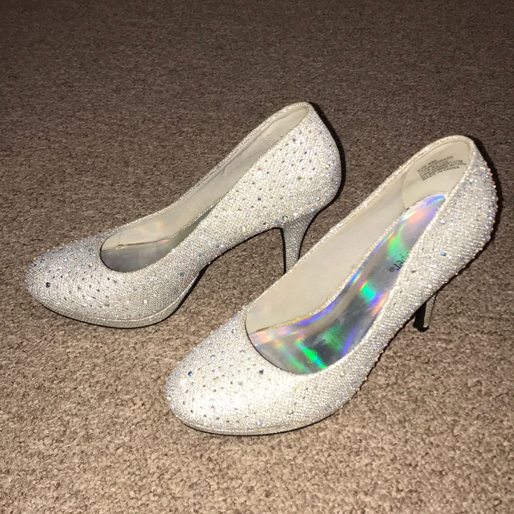 Silver slipper high heels